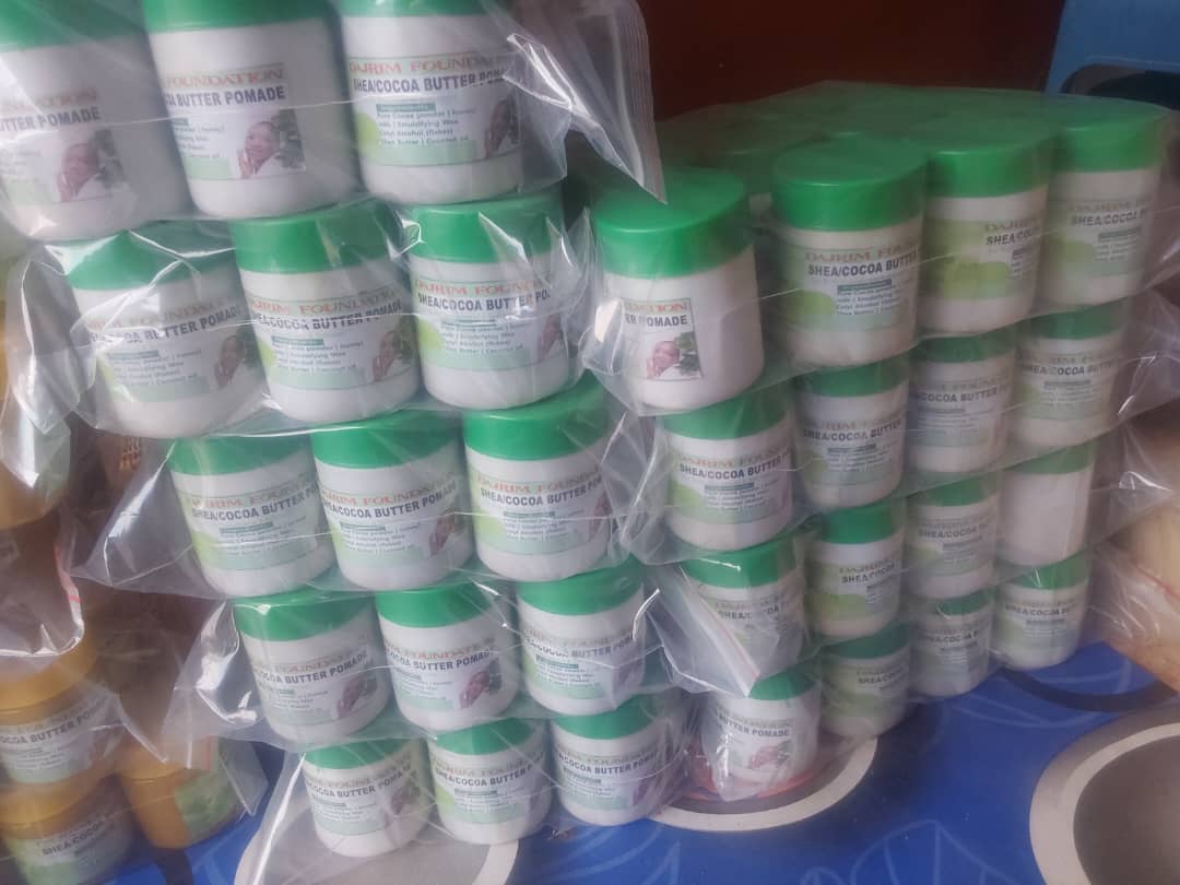 Shea cocoa butter in clear packaging